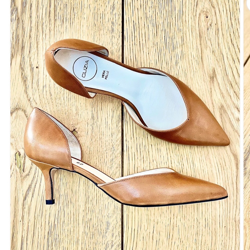 Women's Tan Italian Leather Heels